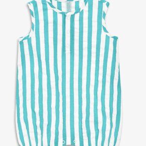 Baby henley tank shortie in blue seersucker stripe (3-6mo)